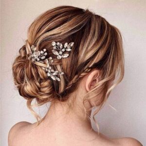 Crystal Leaf Hair Pins - Silver Bridal Hair Accessories